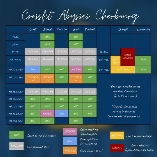 Planning CrossFit Cherbourg Abysses